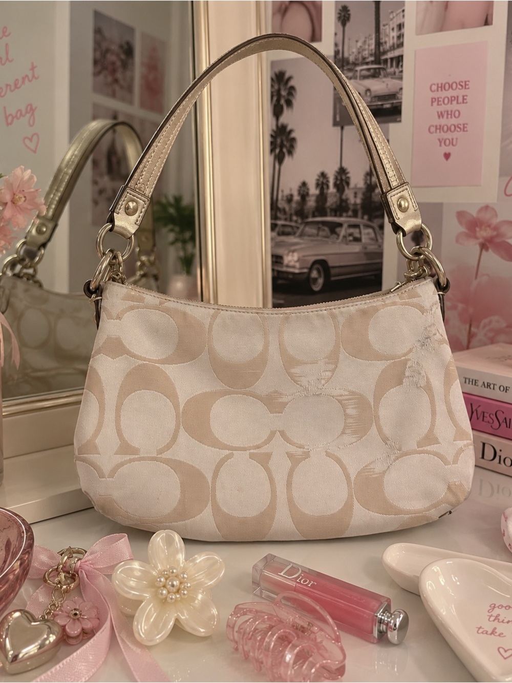 Vintage Coach Poppy Daisy F20761 Signature Canvas Shoulder Bag Y2K - Picture 4 of 7
